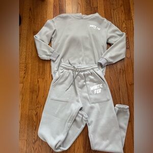 White Fox Boutique Gray Sweatshirt and Joggers Set